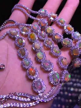 1024Pure natural preto opala opala branco cor de opala multi-grãos pulseira s925 embutimento bijoux femme pulseras bijoux femme accesorios