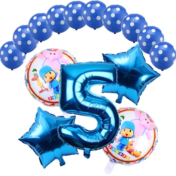 15Pcs/Monte Pocoyo Azul cor-de-Rosa folha de balões de 32polegadas Número Bola de Casamento, Festa de Aniversário, Decoração Pupplies Crianças do Chuveiro de Bebê Globos