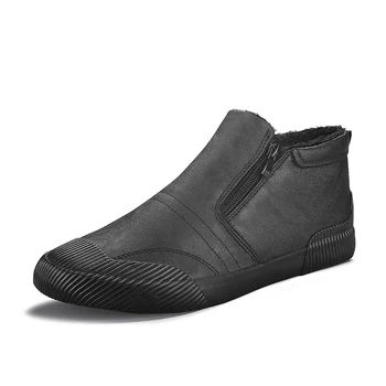 2019 botas de inverno para homens sapatos de inverno quente de pele de veludo botas de neve de Zíper de pôr o pé do sexo Masculino Ankle Boots homens inverno botas quentes