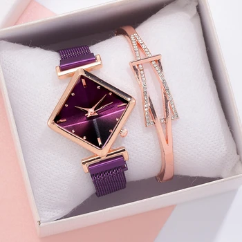 Luxo Criativo Simples Relógio de Quartzo para Mulheres de Vestido de Malha de Aço, Relógios de Novo Relógio Pulseira de Senhoras Relógio de Relogios Feminino