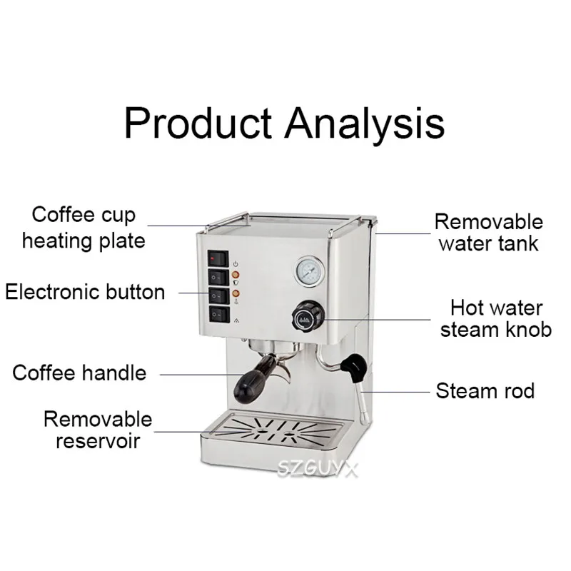 Grande capacidade semi-automática de café expresso em casa de café, máquina de café expresso comercial semi-automático de vapor de café