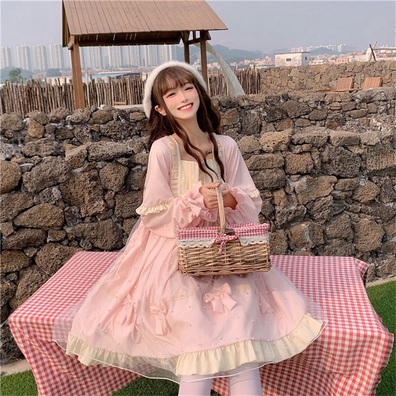 Compre Vestido gótico lolita feminino elegante vintage doce mini vestido  menina kawaii japão coreano vestido de festa roupas femininas outono