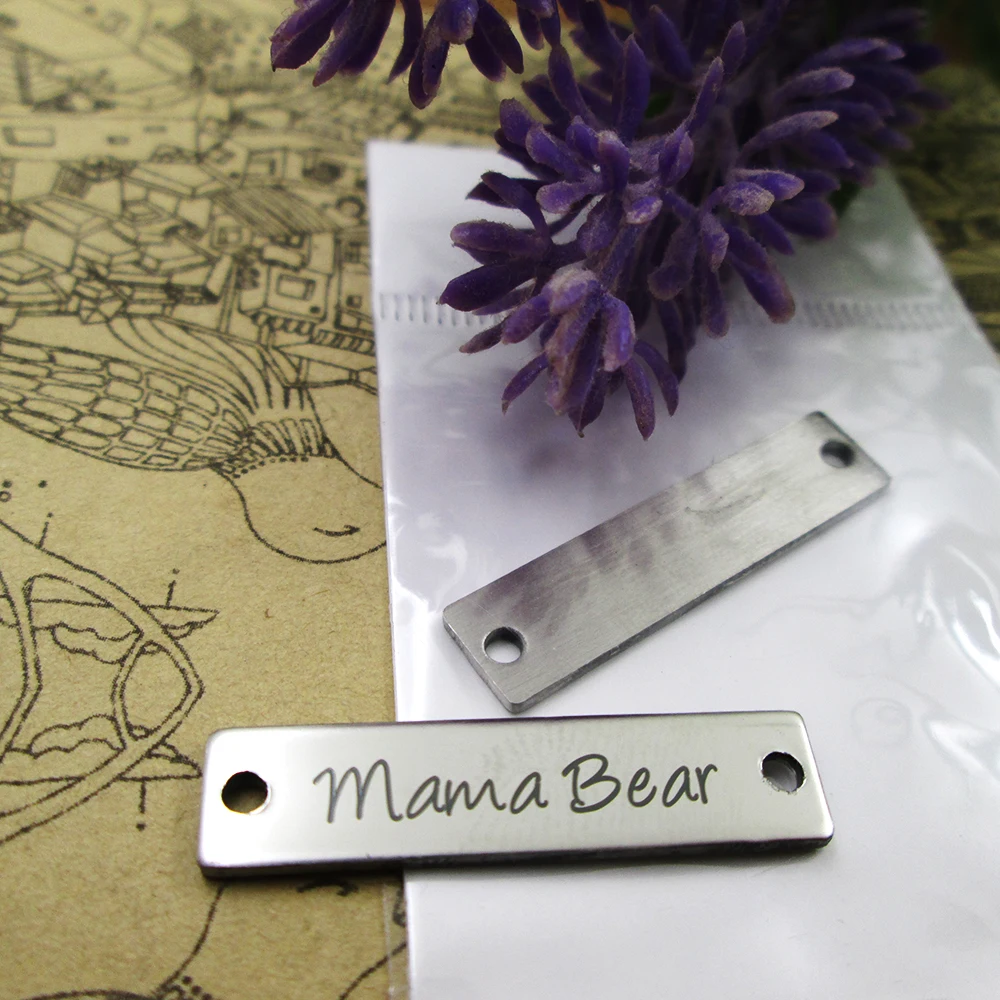 10pcs--Mamãe Urso Conector de aço inoxidável encantos mais estilo para a escolha de DIY Encantos pingentes para colar 30x7mm